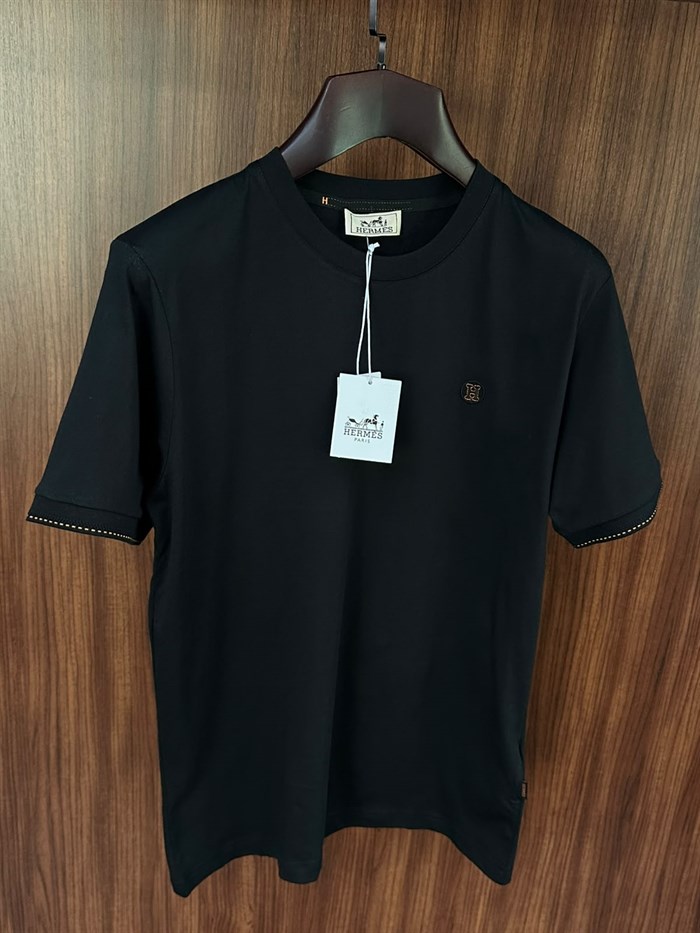 Nakış Logolu Bisiklet Yaka T-Shirt