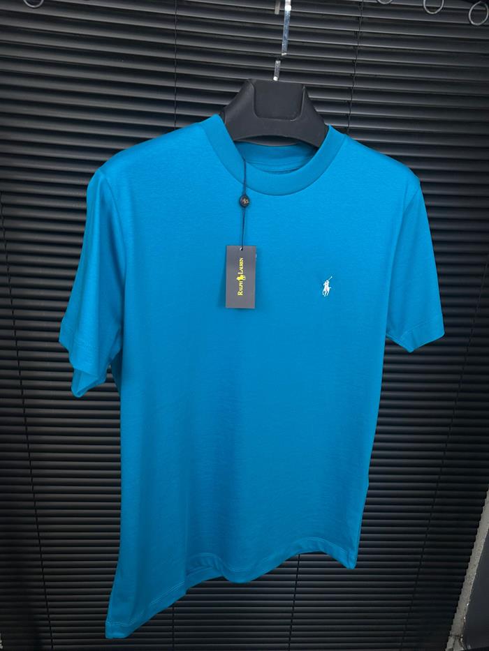 Nakış Logolu Pamuk Kumaş Bisiklet Yaka T-Shirt