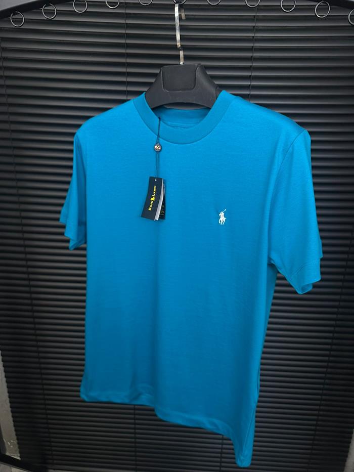 Nakış Logolu Pamuk Kumaş Bisiklet Yaka T-Shirt