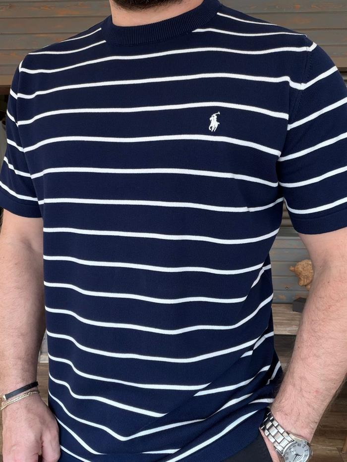 Nakış Logolu Yatay Çizgili T-Shirt