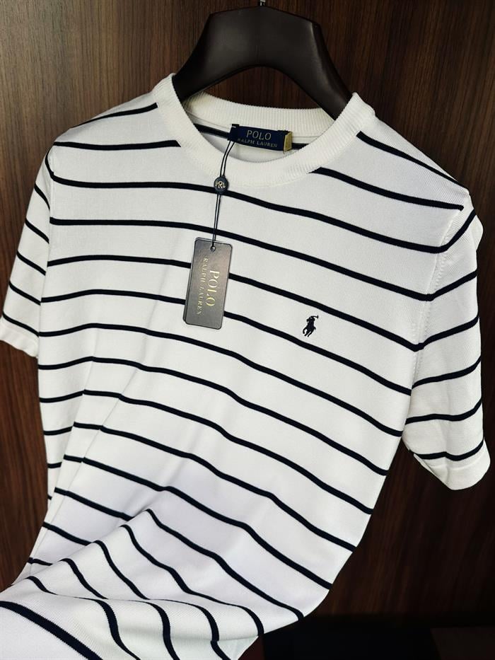 Nakış Logolu Yatay Çizgili T-Shirt