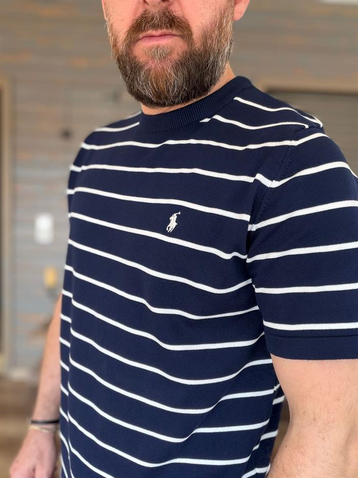 Nakış Logolu Yatay Çizgili T-Shirt