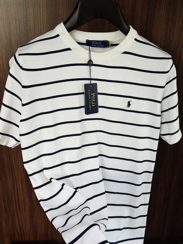 Nakış Logolu Yatay Çizgili T-Shirt
