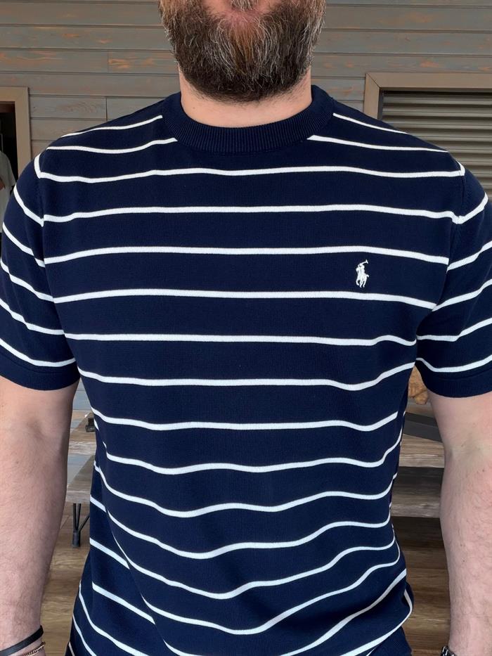 Nakış Logolu Yatay Çizgili T-Shirt