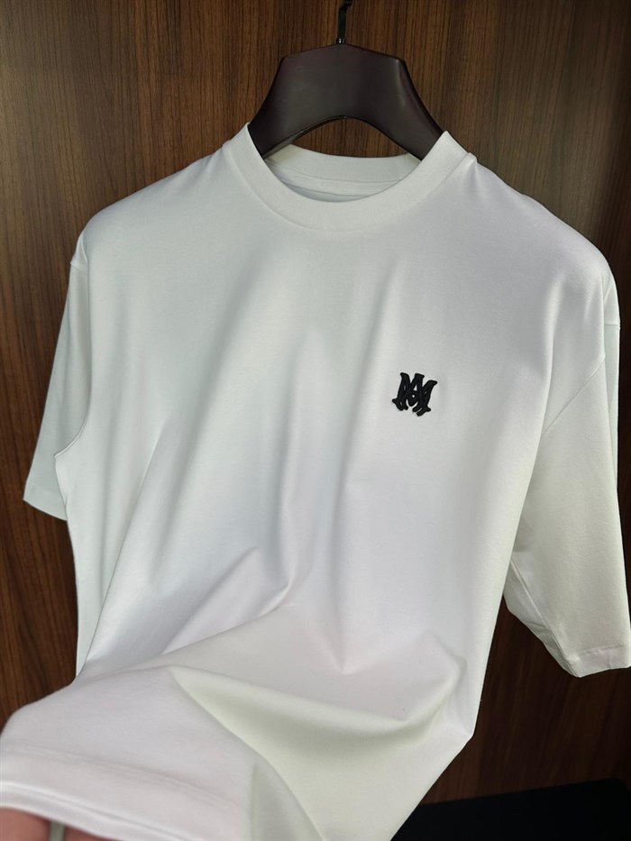 Nakış Marka Logolu Bisiklet Yaka T-Shirt