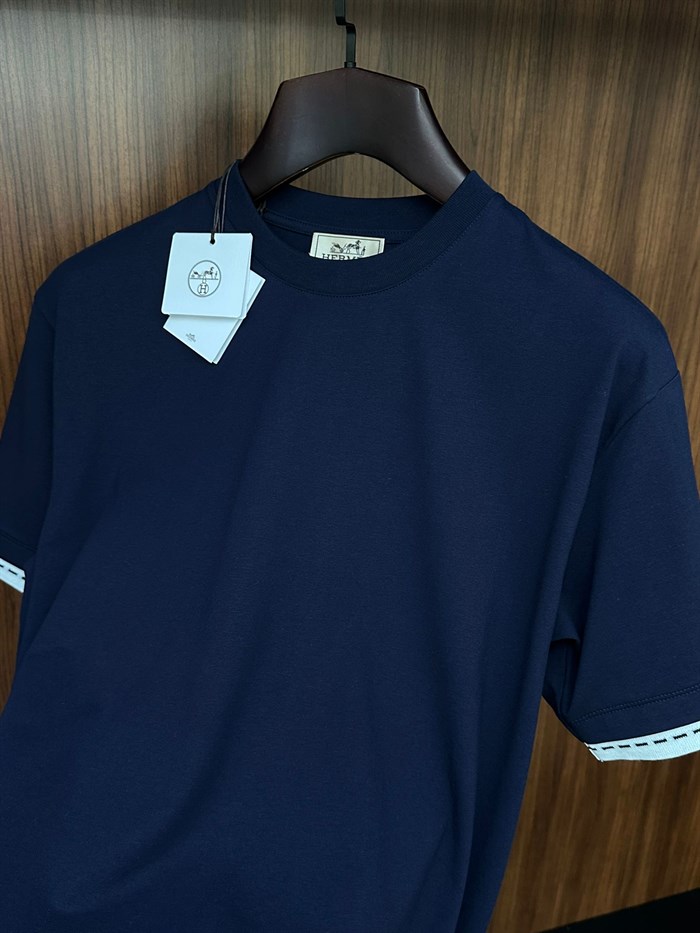 Piqures Sellier Bisiklet Yaka T-Shirt
