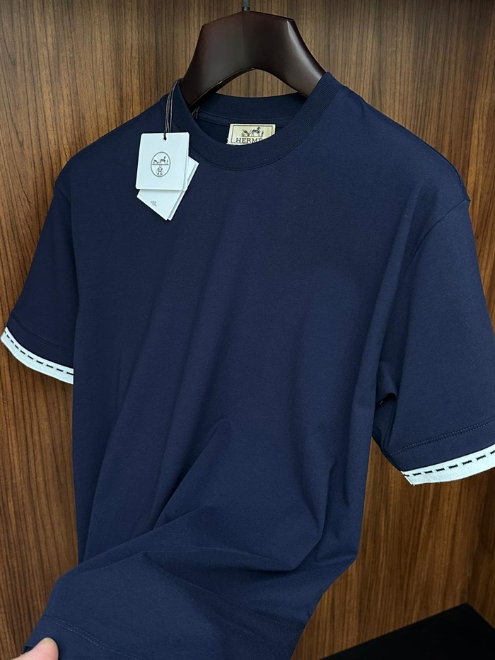 Piqures Sellier Bisiklet Yaka T-Shirt