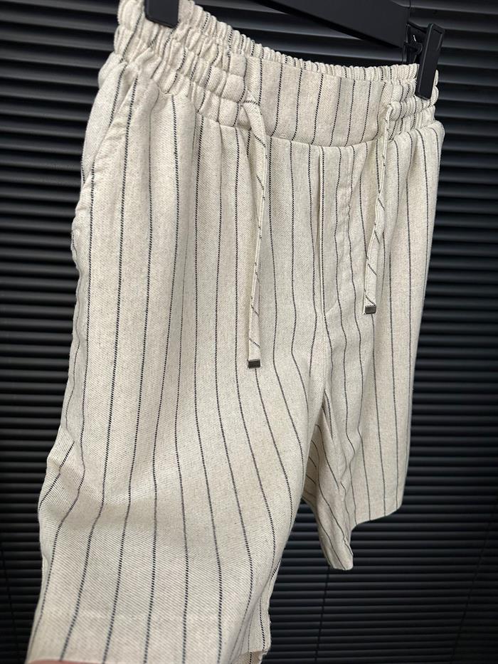 Çizgili Bel Lastikli %100 Cotton Şort