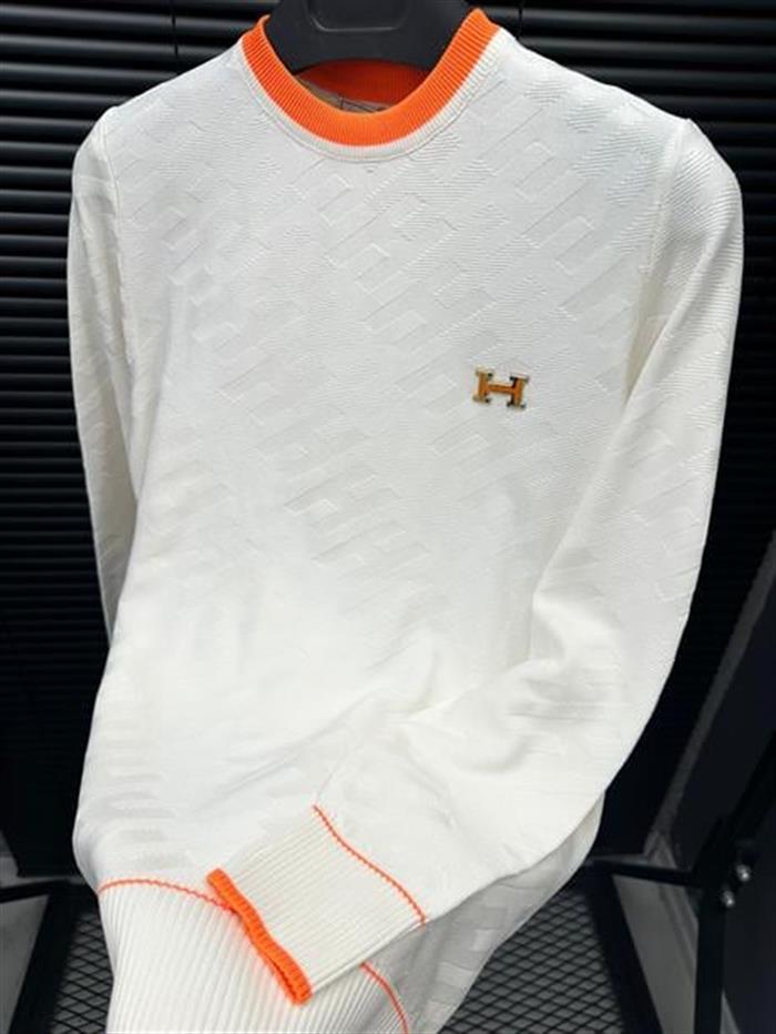 Metal Armalı Tonaton Desenli %100 Triko Kazak - Beyaz