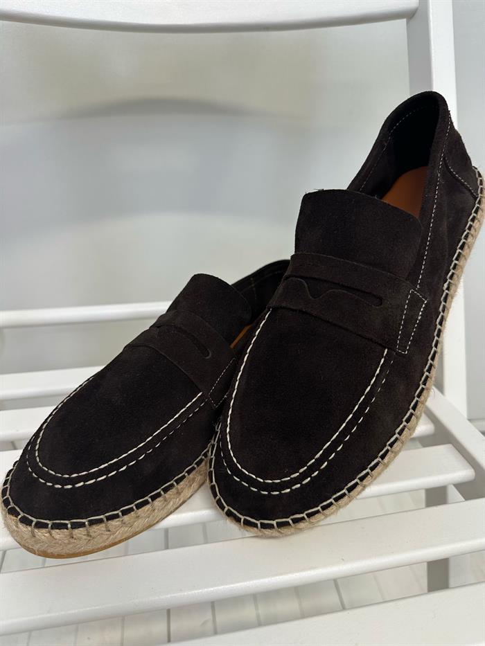 Hasır Tabanlı %100 Süet Der Bağcıksız Ayakkabı