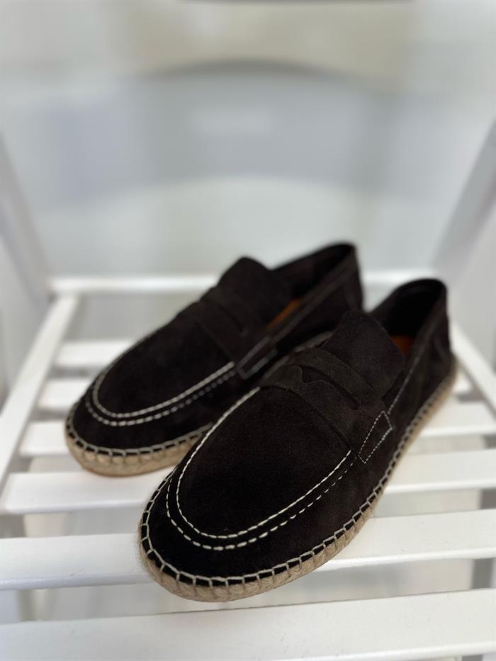 Hasır Tabanlı %100 Süet Der Bağcıksız Ayakkabı