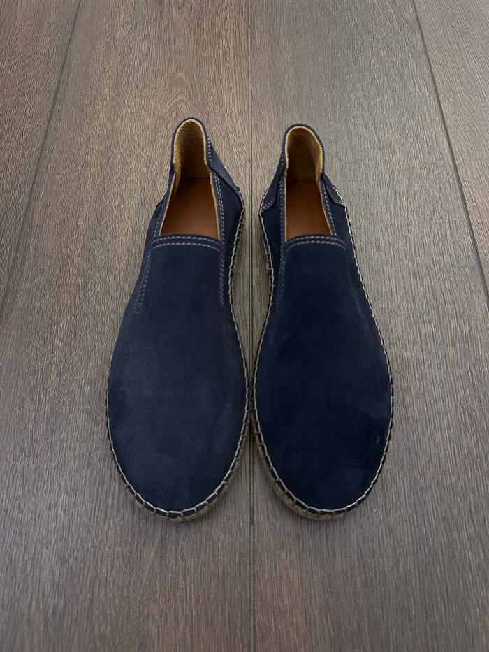 Hasır Tabanlı %100 Süet Deri Espadril