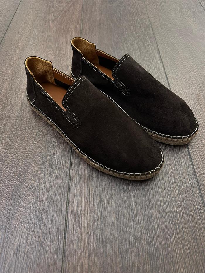 Hasır Tabanlı %100 Süet Deri Espadril