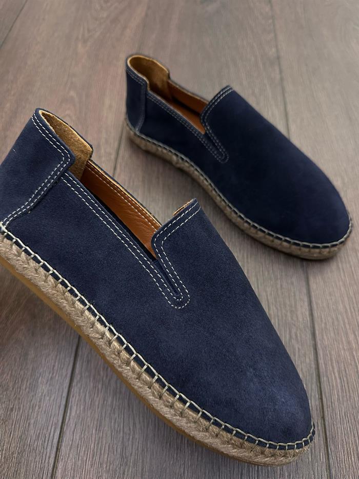 Hasır Tabanlı %100 Süet Deri Espadril