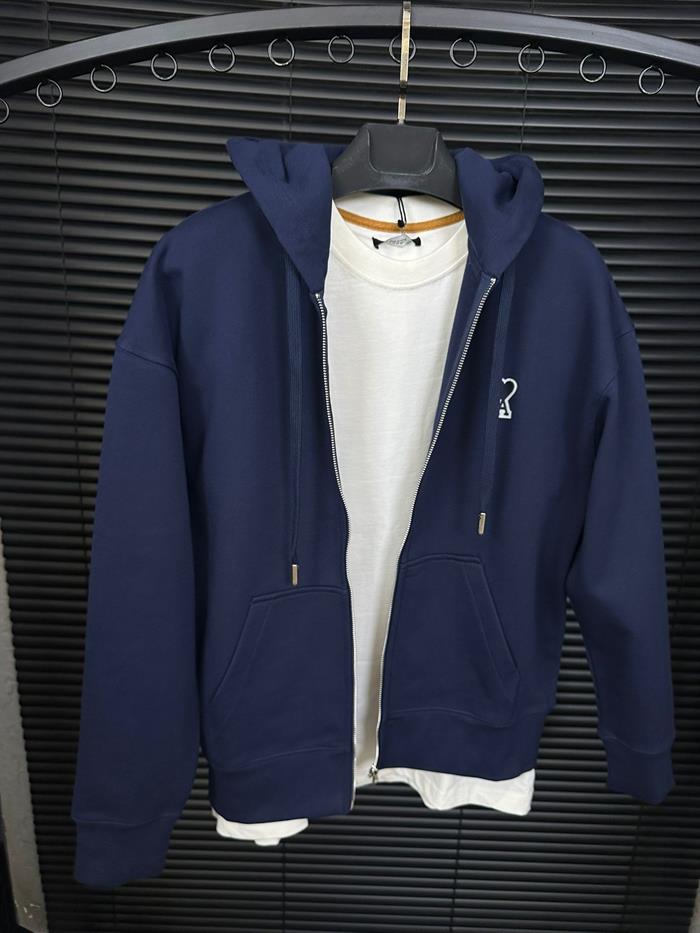 Nakış Kabartma Logolu Fermuarlı Hırka