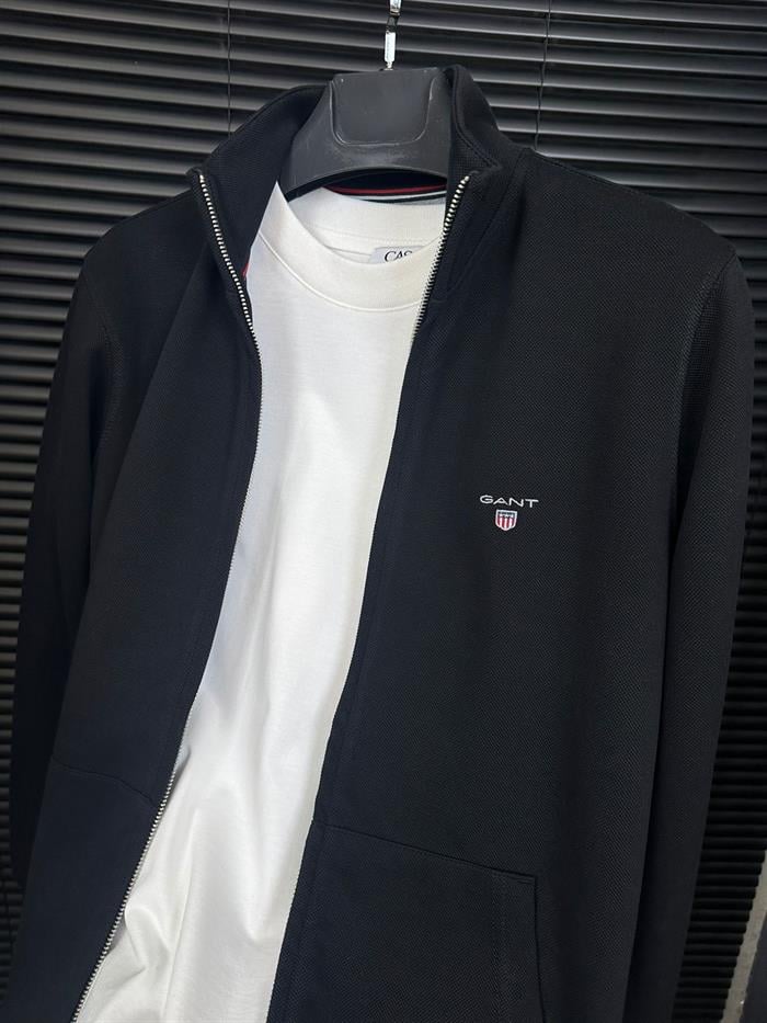 Nakış Logolu Waffle Kumaş Fermuarlı Sweatshirt