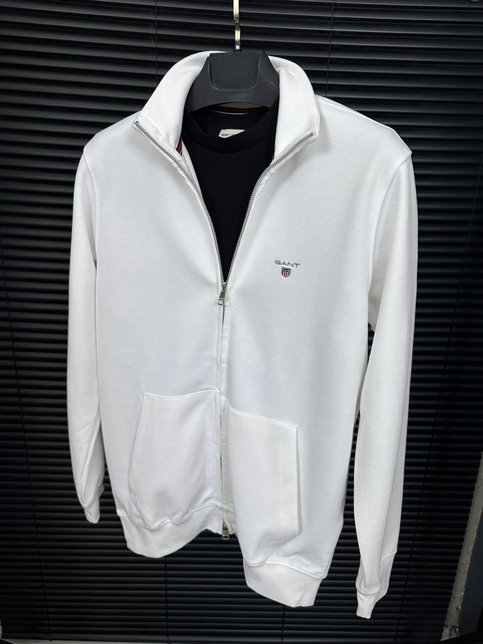 Nakış Logolu Waffle Kumaş Fermuarlı Sweatshirt