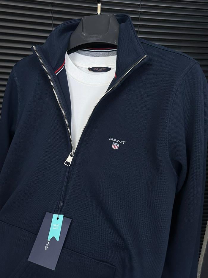 Nakış Logolu Waffle Kumaş Fermuarlı Sweatshirt