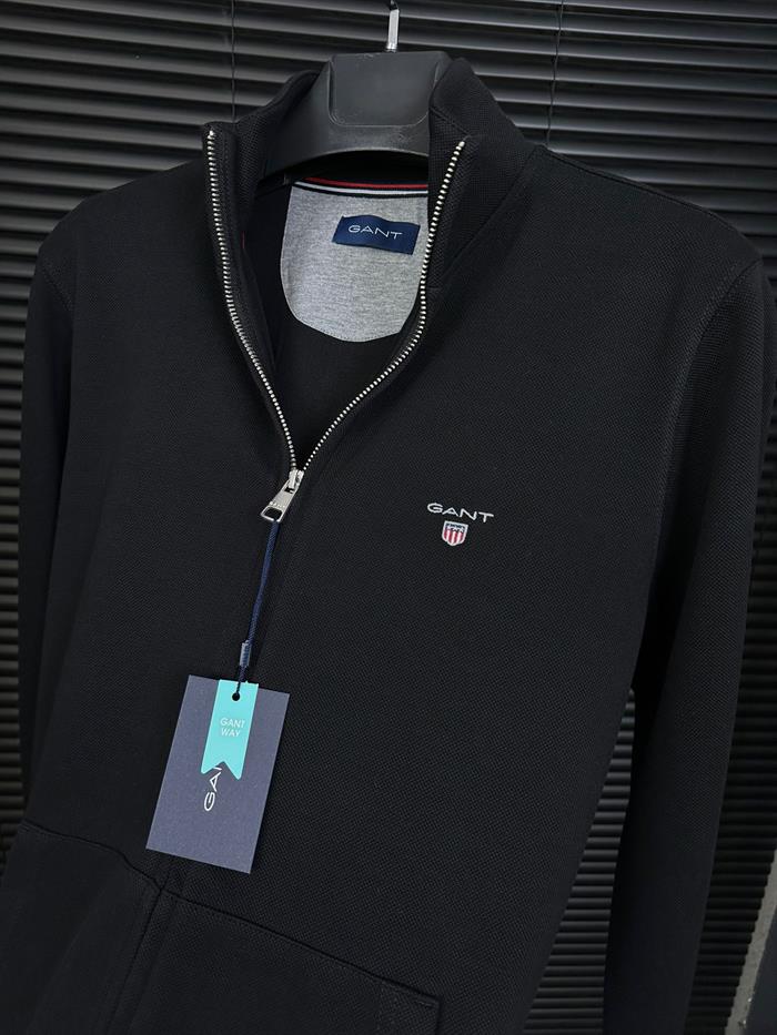 Nakış Logolu Waffle Kumaş Fermuarlı Sweatshirt