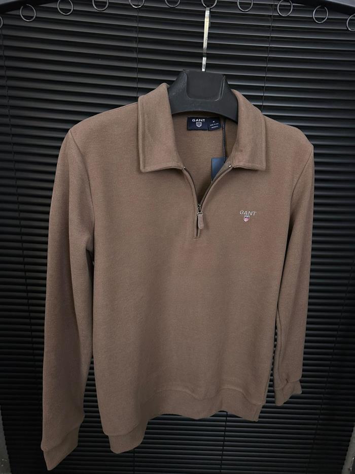 Selanik Kumaş Yakalı Fermuarlı Sweatshirt