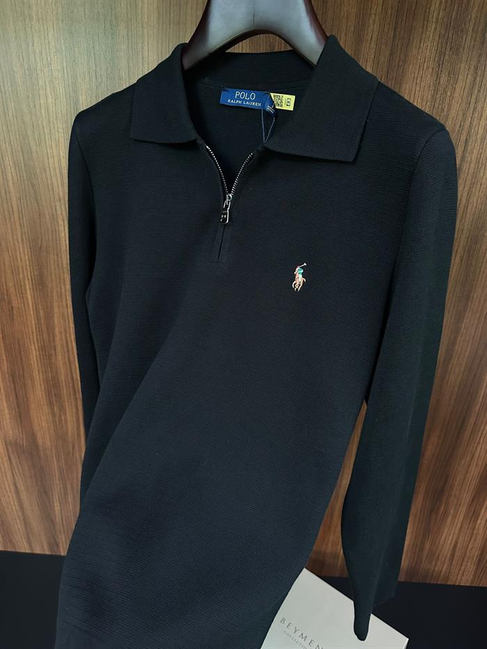 Çelik Örme Triko Nakış Logolu Yakalı Kazak