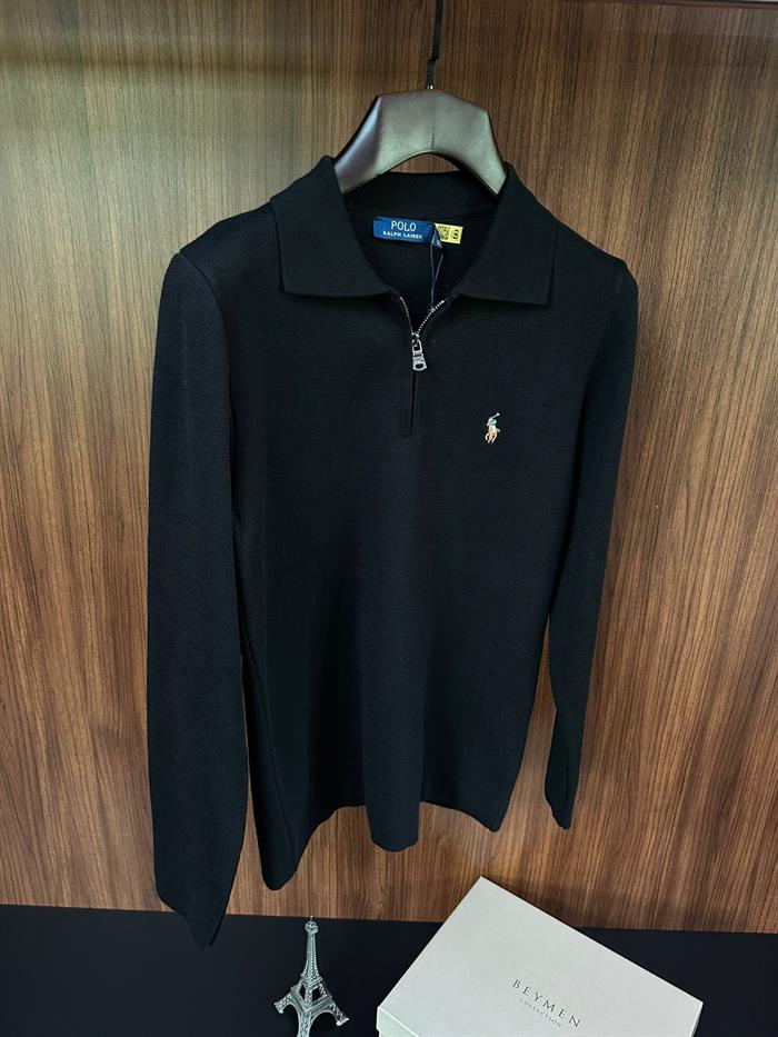 Çelik Örme Triko Nakış Logolu Yakalı Kazak