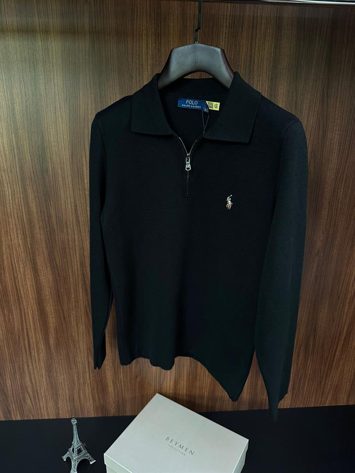 Çelik Örme Triko Nakış Logolu Yakalı Kazak