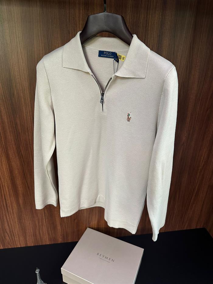 Çelik Örme Triko Nakış Logolu Yakalı Kazak