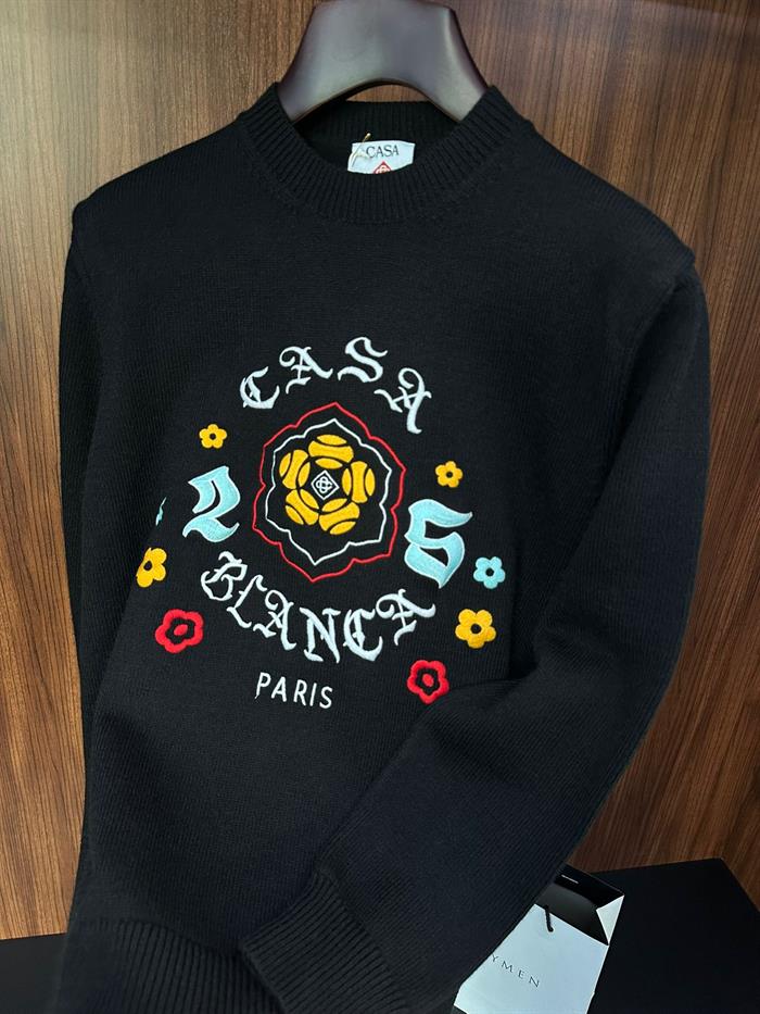 Etnik Desen Nakışlı Triko Kazak