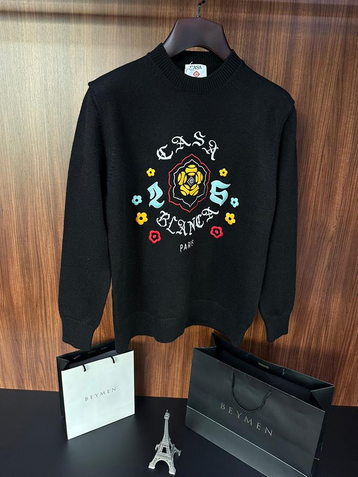 Etnik Desen Nakışlı Triko Kazak