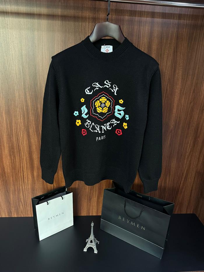 Etnik Desen Nakışlı Triko Kazak