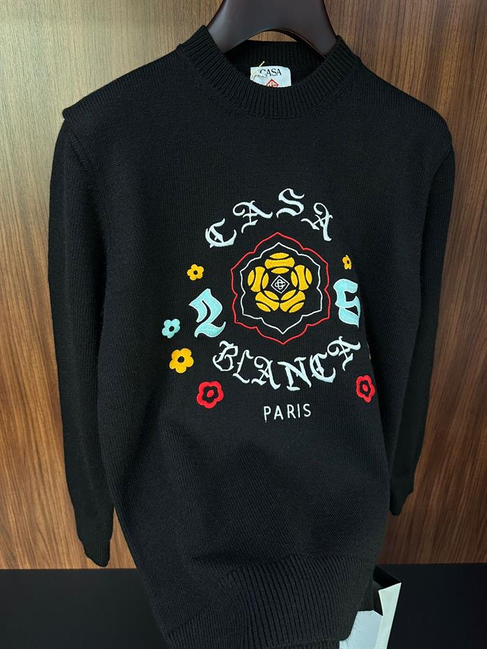 Etnik Desen Nakışlı Triko Kazak