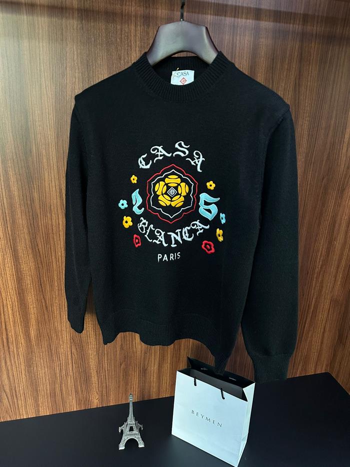 Etnik Desen Nakışlı Triko Kazak