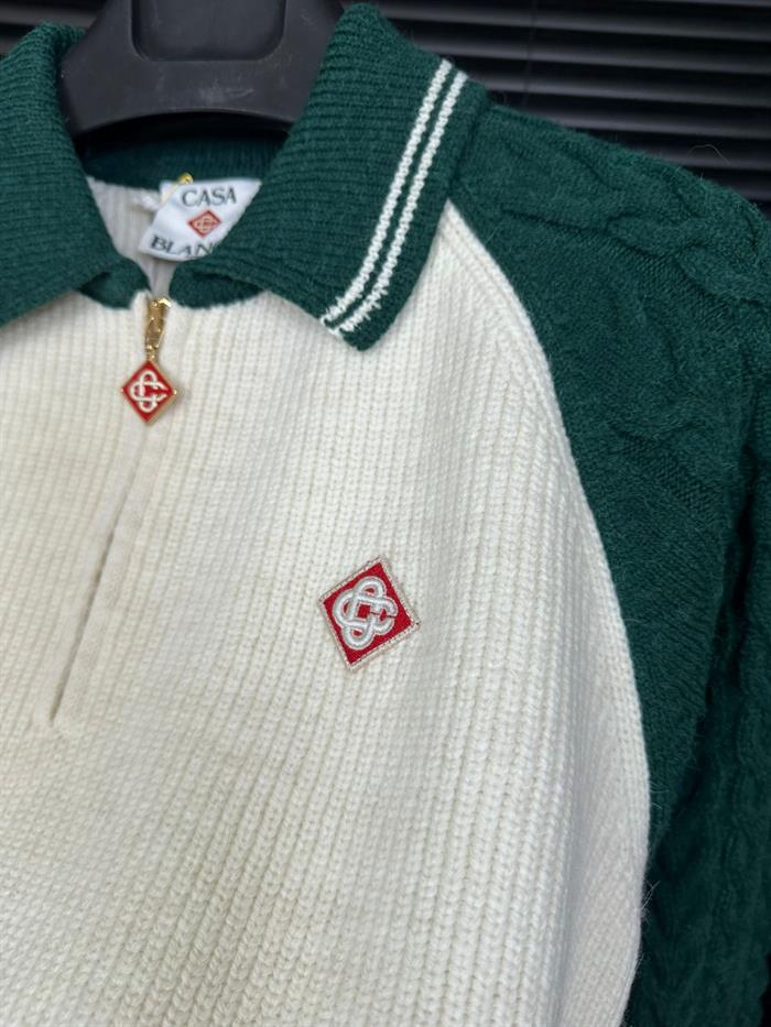 Kol Örgülü Polo Yaka Kazak