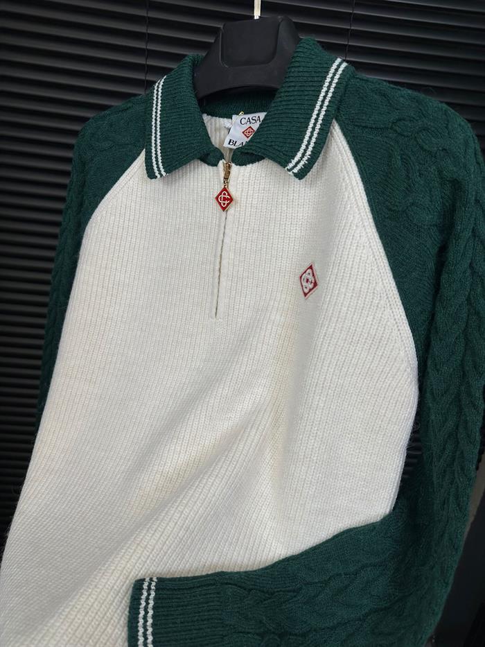 Kol Örgülü Polo Yaka Kazak