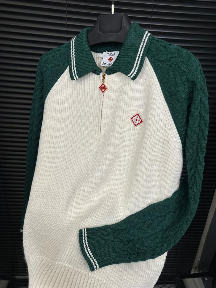 Kol Örgülü Polo Yaka Kazak