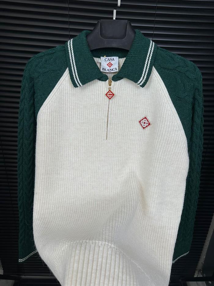 Kol Örgülü Polo Yaka Kazak