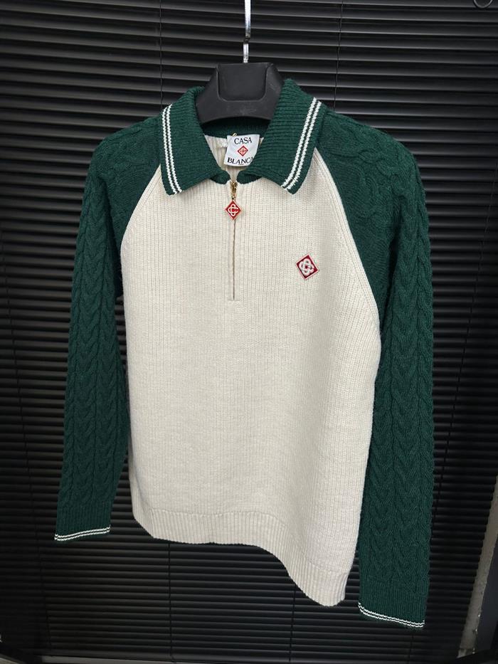 Kol Örgülü Polo Yaka Kazak