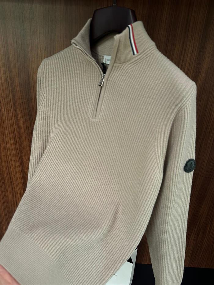 Pirinç Örgü Yarım Fermuarlı Kazak