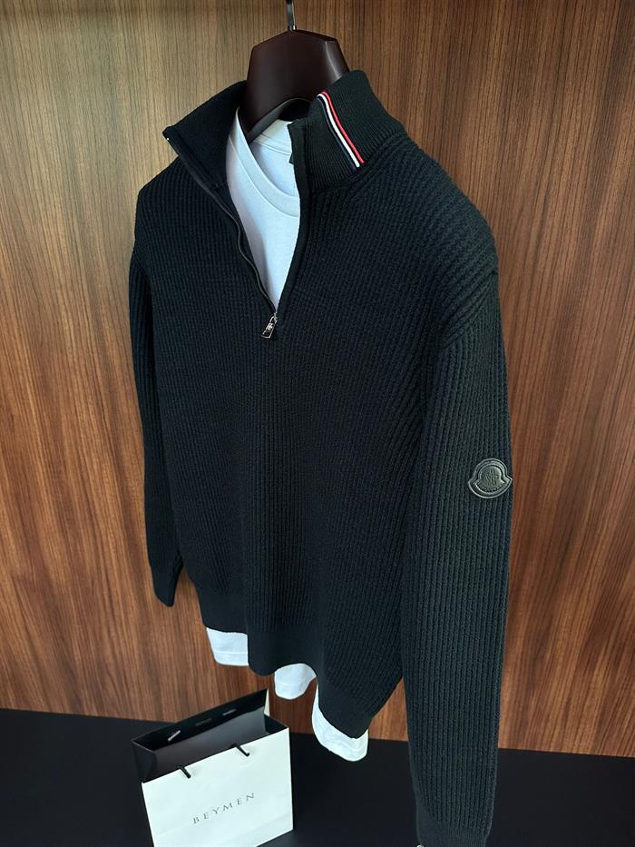 Pirinç Örgü Yarım Fermuarlı Kazak