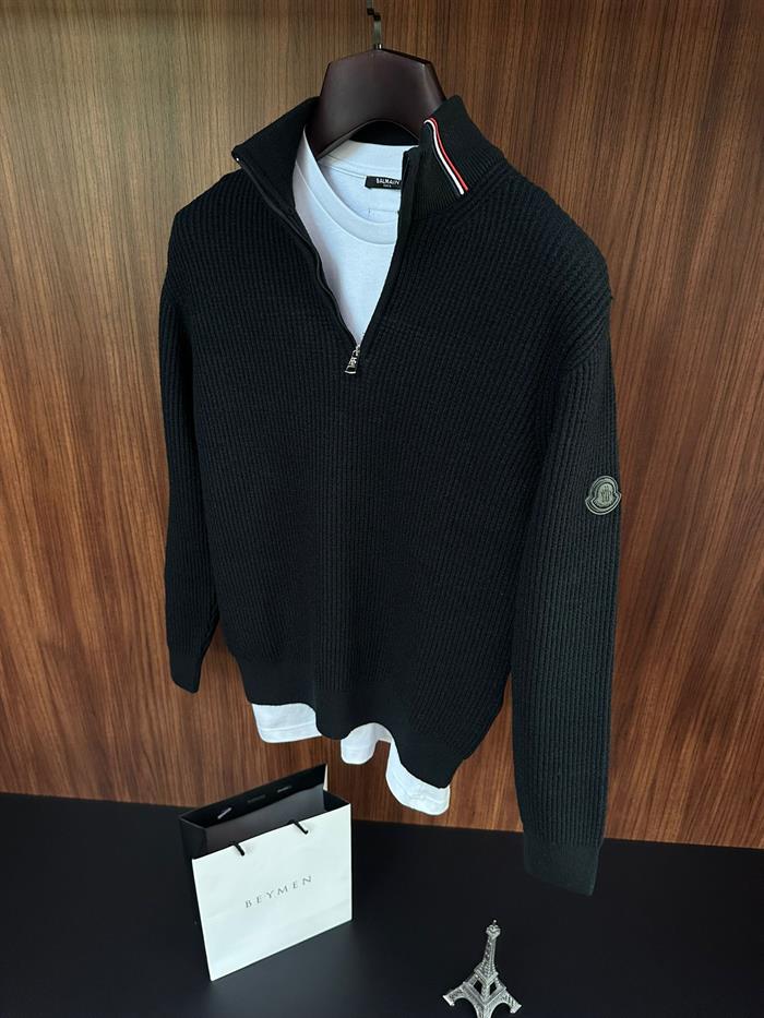 Pirinç Örgü Yarım Fermuarlı Kazak