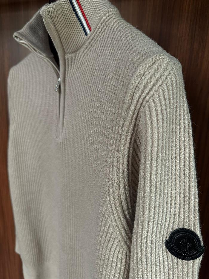 Pirinç Örgü Yarım Fermuarlı Kazak