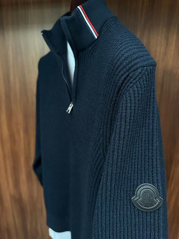 Pirinç Örgü Yarım Fermuarlı Kazak