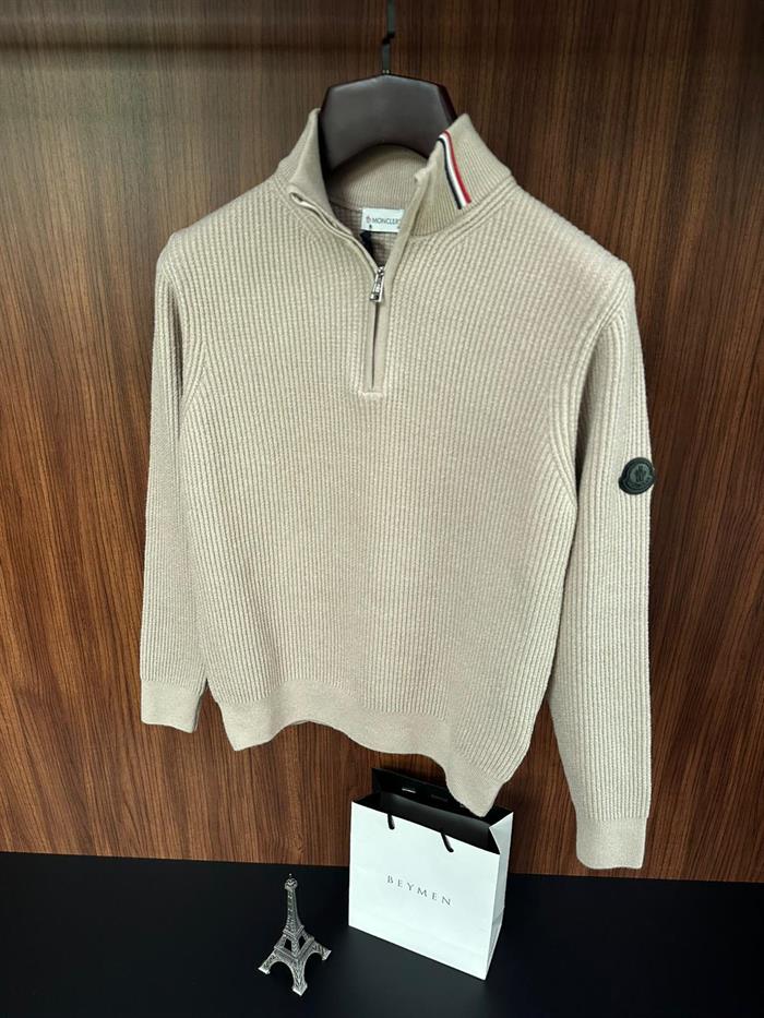 Pirinç Örgü Yarım Fermuarlı Kazak