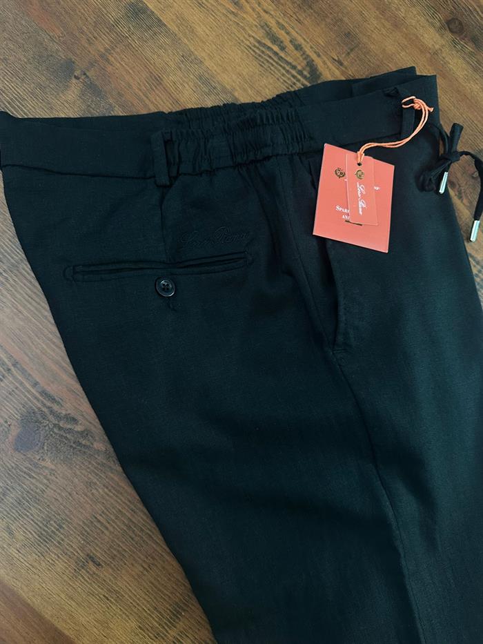 Beli Lastikli İpli Keten Pantolon