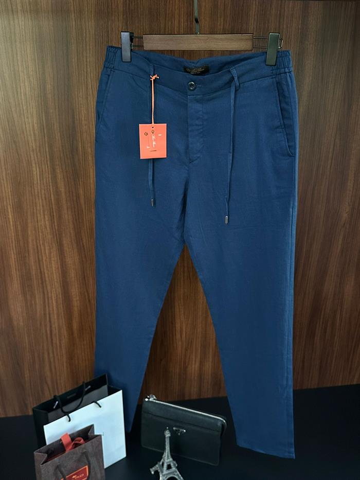 Beli Lastikli İpli Keten Pantolon