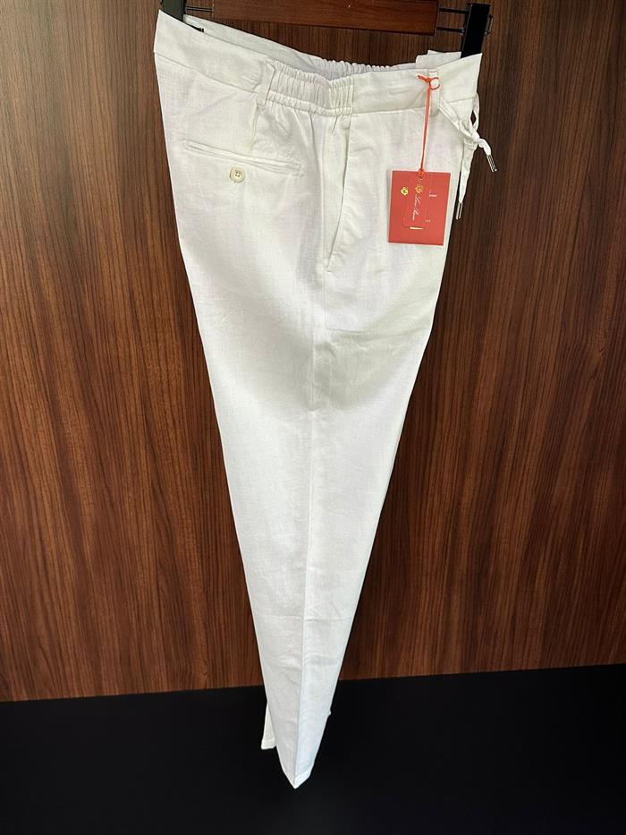 Beli Lastikli İpli Keten Pantolon