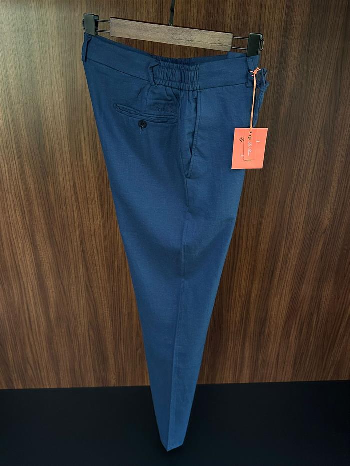 Beli Lastikli İpli Keten Pantolon