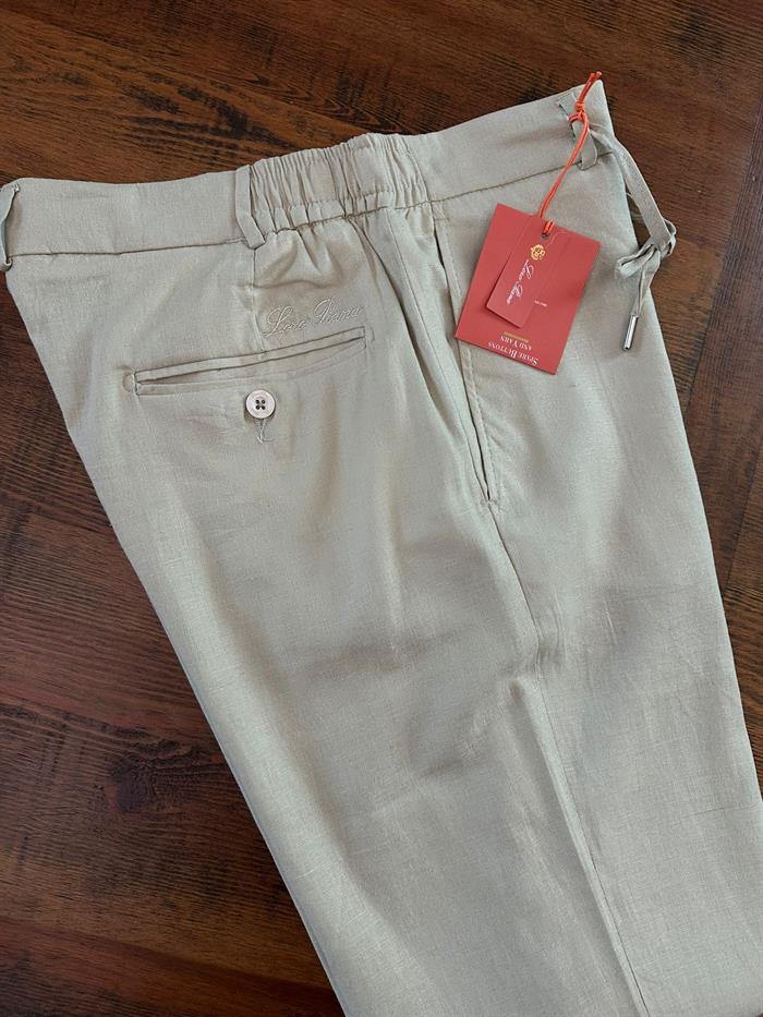 Beli Lastikli İpli Keten Pantolon