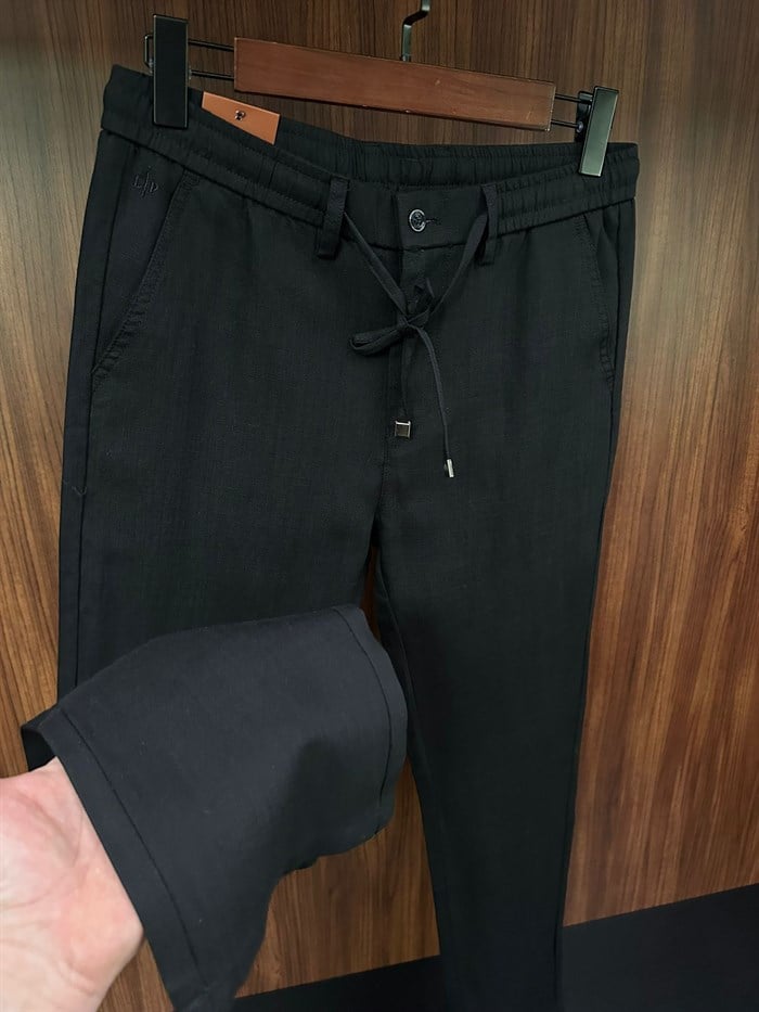 Deri Logolu Keten Jogger Pantolon